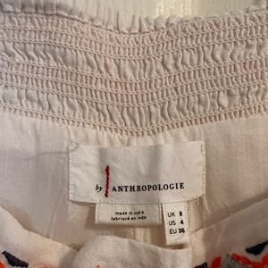 Anthropologie Cream Smocked Blouse